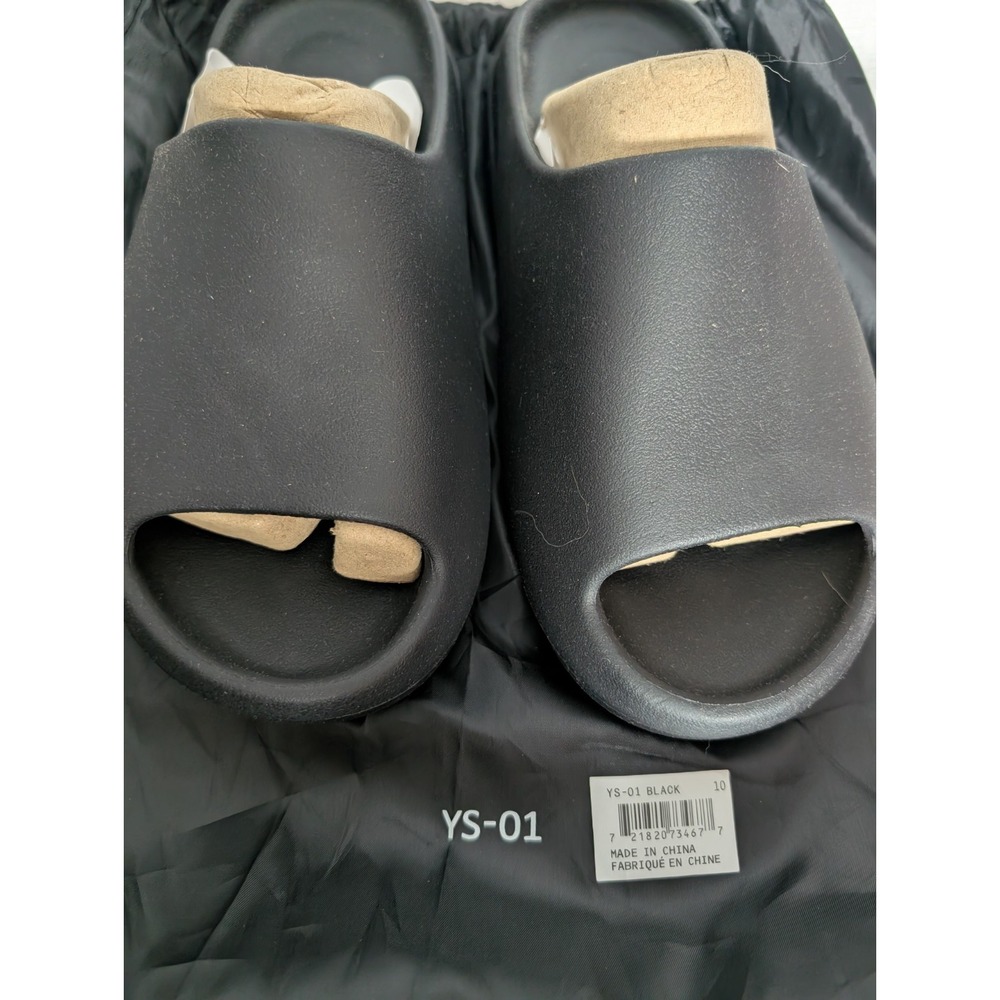 Yeezy YS-01 Men's Black Rubber Slide Sandals Slip On Solid US 10 AU 11